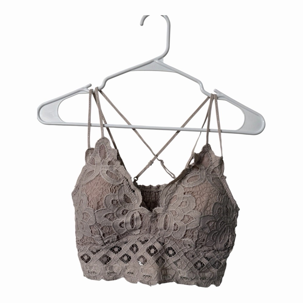 Anemone Lace Bralette Size Large Blush Pink  Strappy Back Boho Festival